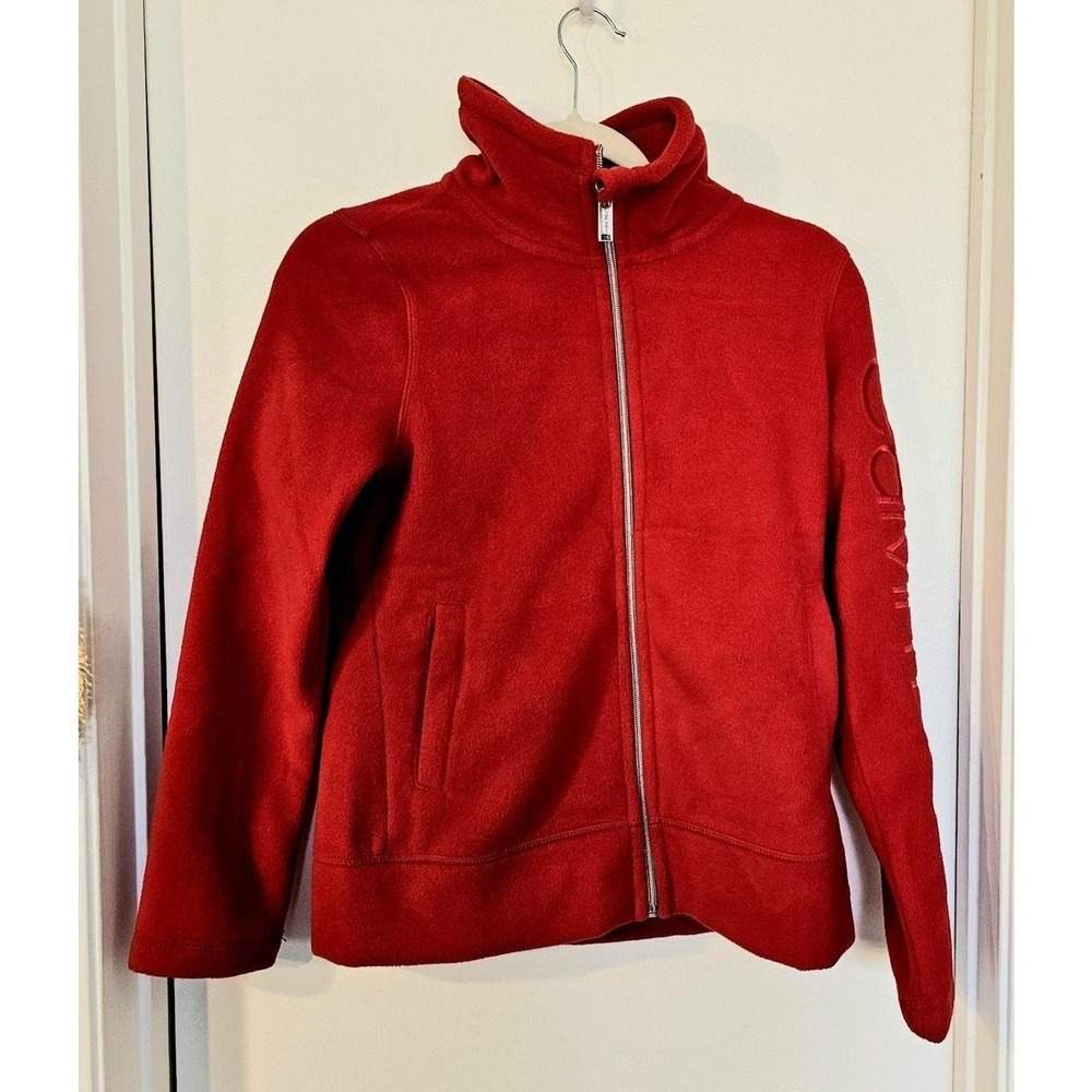 Calvin Klein Zip-up Red Performance Red Fleece, Size SMALL Petite, NWT